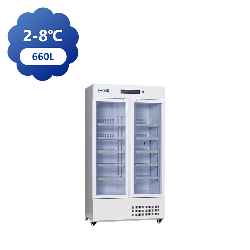 660L 2-8 degrés deux portes réfrigérateur médical sans gel pour le laboratoire